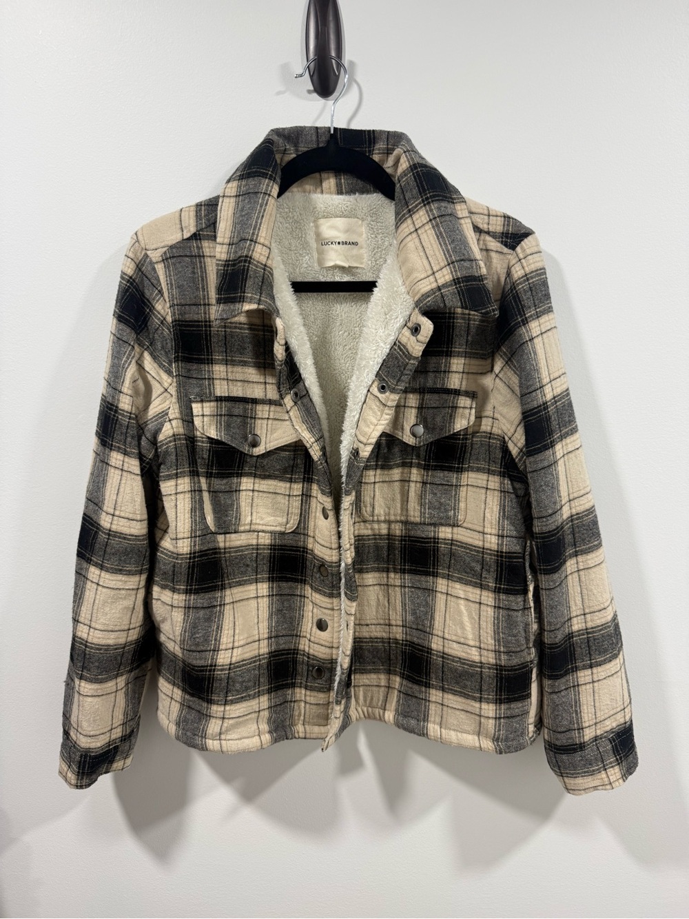 Lucky Brand Women's Cream & Black Plaid Jacket